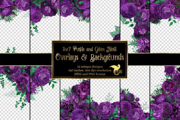 Download 5x7 Purple and Green Floral Overlays - Premium Bundle